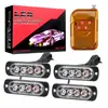 Luz Intermitente para Coche Ultra Delgada Luz Lateral 4LED Una a Cuatro Luz de Malla Luz Lateral Roja y Azul 12-24V Luz de Advertencia Estroboscópica