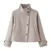 Nueva colección de otoño: Abrigo corto de moda y casual para mujer, estilo europeo y americano, de corte holgado, con cuello alto