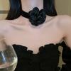 Collar de flores de rosa de tela de súper hada, gargantilla de alta calidad, collar con personalidad, accesorios de joyería estilo retro Hepburn para mujeres