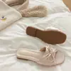 Nuevas Sandalias Planas de Satén con Lazo de Color Sólido para Mujer 2026, Pantuflas de Verano Estilo Hada con Punta Abierta y Diseño Elegante