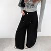 Pantalones de Chándal Anchos de Algodón Puro Color Caqui para Mujer, Novedad Primavera 2026 Cintura Alta Sueltos Estilo Perezoso Largo Hasta el Suelo Pantalones Curvos