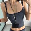 Top Camisola Sexy para Chica Caliente para Verano con Bloques de Color Rayados, Versátil, Ceñido a la Cintura, Adelgazante, Estilo Corto, Hermoso Diseño de Espalda, Camiseta sin Mangas para Vestir por Encima