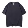 Hebei Em Estoque Camiseta Pesada 260g DIY Unissex Cor Sólida Ombro Ligeiramente Caído Manga Curta Solta Versátil Top de Meia Manga