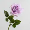 Flor de Rosa Artificial Única Estilo Europeu Decoração de Casa para Sala de Estar Decoração de Casamento Rosa com Borda Enrolada e Textura Realista