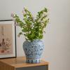 Jarrón de Porcelana Azul y Blanco de Shumen Decoración de Cerámica Vintage Flores Flores Secas Mesa de Comedor Oficina Hogar Sala de Estar Adornos Artículos para Flores