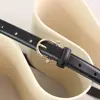 Cinto Feminino de Couro, Couro Genuíno, Simples Decorativo de Couro Bovino Preto, Estilo Coreano, Fivela Pequena Dourada, Cinto da Moda, Atacado de Fábrica