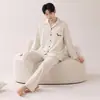 Algodón Puro2026 Nuevo Estilo Pijama de Hombre Primavera/Otoño Manga Larga Pantalón Largo Simple Casual Tallas Grandes Ropa de Casa Se Puede Usar al Aire Libre