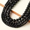 Runya Cristal Obsidiana Negra Natural Contas Redondas Semi-Acabadas DIY Contas Soltas Acessórios para Miçangas Atacado