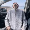 Cárdigan de Punto Trenzado para Hombre Suéter Versátil Sencillo Chaqueta de Punto Cárdigan con Cremallera para Hombre Suéter de Punto Color Sólido Otoño Invierno