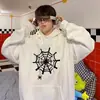 Sudadera con capucha de moda estilo americano para otoño e invierno, juvenil, unisex, top casual holgado, chaqueta de telaraña