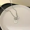 Collar Colgante Cara Sonriente Redonda Japonés Coreano Estilo INS Hip Hop Personalidad Nicho Cadena de Clavícula No Desvanecible Cadena para Suéter Hombres