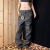 Calça Jeans Unissex Tendência Cross-border Wide-leg Estilo Novo Nicho Retro Americano Cintura Média Reta Solta Caimento Longo até o Chão