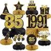 Decoração de Festa de Aniversário de Luxo Preto e Dourado para Adultos, Enfeites e Suprimentos de Favo de Mel, Presentes de Mesa para Festa de Aniversário