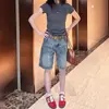 Shorts Jeans Desconstruídos Estilo Retrô Americano para Mulheres, Novo Estilo de Verão, Caimento Solto, Calças Retas Emagrecedoras, Calças de Cinco Pontos Wide-Leg para Homens
