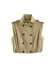 Ins Comercio Electrónico Transfronterizo Ropa de Mujer Primavera y Otoño Nuevo Estilo Elegante Sin Mangas Cuello Alto Plisado Doble Botonadura Chaleco Chaqueta Chaleco