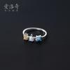 Anillo de Plata Nalan S925 Es Simple, Dulce, Fresco y Personalizado, Ópalo Sintético Colorido Joyería de Mano J8754