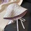 Lindo Sombrero de Pescador Floral Reversible para Mujer Verano Japonés Cabeza Grande Sombrero Cubeta Sombrero de Cuenca Que Muestra la Cara Pequeño Sombrero para el Sol