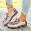 Zapatos planos de lona con cordones para mujer, talla grande, nuevo estilo étnico de color bloqueado, zapatos casuales poco profundos de cruce de fronteras, talla 43