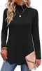 Camisetas Europeas y Americanas Transfronterizas de Amazon Otoño/Invierno 2026 Nuevas de Cuello Alto de Manga Larga de Color Sólido Casual Camiseta Básica para Mujer