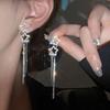 Brincos de Corrente com Borla da Moda Brincos de Estrela Vazada Design de Nicho Brincos de Tachinha Pentagrama Duplo Strass