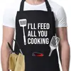Delantal caliente de Amazon para hombres y mujeres, pareja, cocina, barbacoa, comercio exterior transfronterizo, logotipo, letra, I'LL FEED