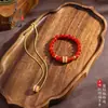 Artículo popular de transmisión en vivo método antiguo oro de arena incrustado con diamante Lu Lu Tong pulsera de ágata roja nuevo estilo chino Hora de tener suerte collar Lu Lu Tong