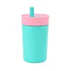 Copo de Aço Inoxidável com Canudo 12oz Simples e Estiloso, Copo Térmico Portátil à Prova de Vazamentos para Uso em Casa e no Escritório, Copo de Café