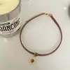 Colar de Corda de Couro com Pedra Olho de Tigre Marrom Girassol Maillard para Mulheres, Corrente de Clavícula Estilo Minimalista Ins de Luxo Leve de Nicho