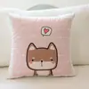 Funda de cojín para sofá con estampado de mascotas de dibujos animados de moda, felpa de pelo corto agradable para la piel, adecuada para usar en la mesita de noche o en el coche, suave y cómoda