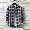 Camisa Xadrez Masculina Estilo Hong Kong 2020Ins Roupa de Exterior Estilo Coreano Tendência Versátil Camisa de Manga Comprida Celebridade da Internet