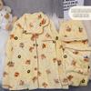 Pijama Feminino Lã Coral Outono Desenho Animado Fofo Flanela Feminina Coreano Espessado Cardigan Conjunto de Roupa para Casa de Inverno