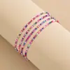 Tobilleras Apilables de Cristal de Colores Dopamina con Cuentas de Arroz de Venta Caliente Transfronteriza Europeas y Americanas Accesorios para el Pie de Múltiples Capas de Playa de Verano