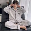Pijama térmico para niños de otoño e invierno, forrado de forro polar, cálido conjunto de ropa de estar de manga larga con estampado de dibujos animados para niños