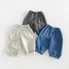 Calça Jeans Lisa Masculina 2026 Nova Outono Bebê Menino Simples Macia Calças Roupas de Outono Infantis zqk6415