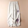 2023 Nuevo Algodón y Lino Pantalones de Pierna Ancha para Mujer Verano Algodón Puro Pantalones Casuales Cintura Alta Pantalones de Pierna Grande Holgados con Caída Pantalones de Nueve Puntos