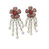 Pendientes largos vintage elegantes con borlas de perlas y flores de diamantes