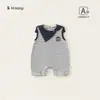 Roupa Infantil Bangxuan Novo Conjunto Listrado de Verão Macacão Sem Mangas para Meninos Macacão Infantil Roupa de Engatinhar para Recém-Nascidos