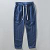Pantalones de Lino Rectos para Hombre Primavera Nuevo Estilo Japonés Retro Transpirable Ramio Pantalones Casuales Color Sólido Algodón y Lino Combinan con Todo Pantalones hasta el Tobillo