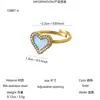 Anel Coração Colorido com Cravação de Diamantes em Aço Inoxidável Banhado a Ouro 18K, Fashionável, Doce, Fofo, Simples e Versátil, Estilo Ins, para Mulheres