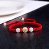 Luz de Noche de Cuentas Tejidas a Mano Pulsera de Cuerda Roja Zodiac Bronceado Cuerda de Mano Zodiaco de Cuentas de Luz de Noche