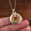 Rey del Ciervo Dorado Gotas Plateadas de Aceite para Trazar Mariposa Dorada Tulipán Elegante Elegante Collar para Mujer Colgante Plata Pura 999