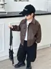 Ropa para niños para niños, chaqueta de cuero de motocicleta de primavera y otoño, estilo coreano, chaqueta de color liso con cuello de solapa para niños pequeños, ropa de bebé de moda