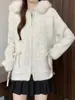 Chaqueta Suéter de Punto de Alta Gama con Capucha y Doble Cremallera Engrosada 2025 Otoño e Invierno Nuevo Cárdigan de Punto Holgado para Mujer