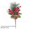 Galhos de pinha artificial de Natal transfronteiriços, flocos de neve, agulhas de pinheiro, bagas, galhos de frutas vermelhas, galhos de decoração de feriado, buquê de agulhas de pinheiro de Natal