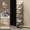 Sapateira multicamadas para apartamentos de aluguel, economizadora de espaço, organizador de sapatos fácil de usar para trás da porta, prateleira de armazenamento para dormitórios, sapateira inclinada elegante e moderna