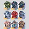 Camisa de Manga Corta Estilo Hong Kong Vintage Retro Pintura al Óleo para Hombre Tendencia Costera Camisa Floral Holgada para Pareja Guapa Chaqueta
