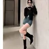 Nuevas botas de gamuza de punta para otoño e invierno, botines de tacón alto, botas ajustadas, tacones de aguja y botas tipo Dr. Martens para mujer, colección 2026, con material elástico