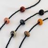 Colar com Pingente de Ônix Preto Natural e Jade Contas Feitas à Mão Design de Nicho Simples Versátil Fecho Seguro Corrente de Osso para Mulheres
