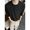 Camisa Henley Retro Americana de Manga Longa para Homens e Mulheres, Solta, Textura de Linho Sintético, Camada Base Meio Botão, Estilo Casal, Versátil