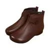 Botines cortos de mujer transfronterizos, cómodos y versátiles, botines de suela plana para otoño e invierno, cuero suave, suela blanda, botines individuales, botines de algodón aterciopelado para mujeres de mediana edad y mayores